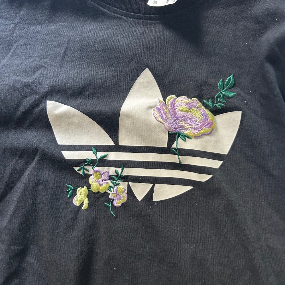 Adidas embroidered flower trefoil shirt